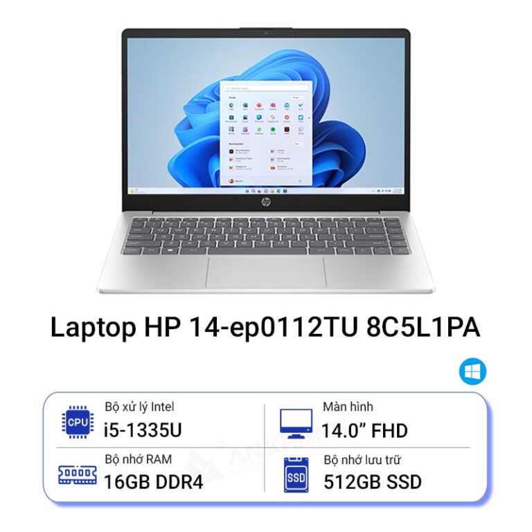 Laptop HP 14s-ep0112TU 8C5L1PA (Intel Core i5-1335U/16GB/512GB/Intel Iris Xe/14 inch FHD/Win 11/Bạc)