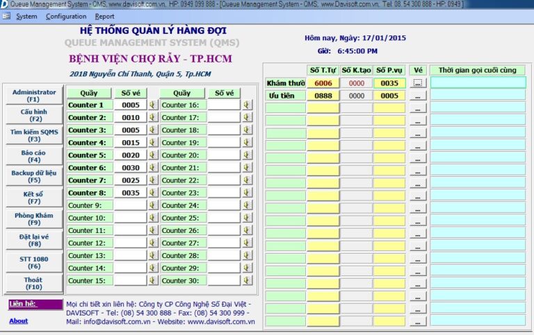Phần mềm điều khiển trung tâm – Đọc Loa tự động thuộc hệ máy lấy số DAVISOFT