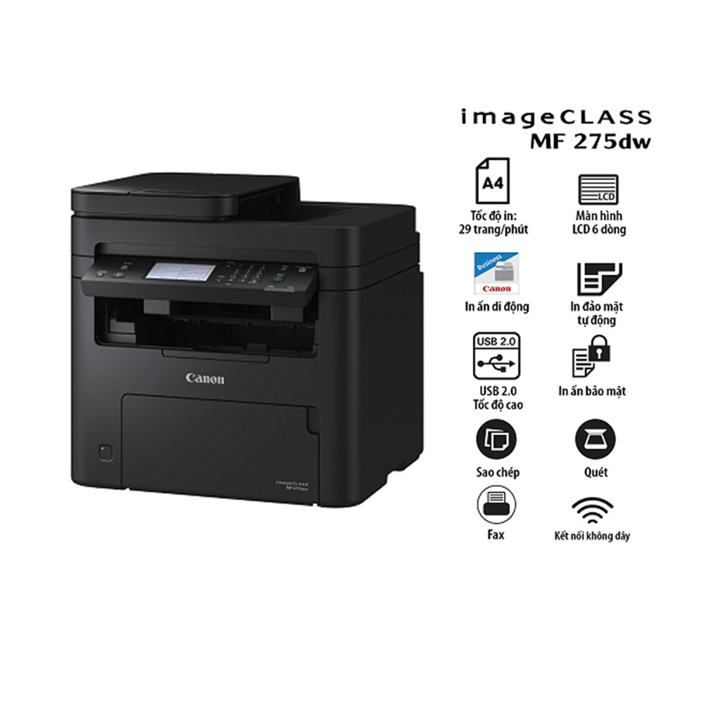 Máy in laser đen trắng đa năng Canon MF275dw (In đảo mặt| Copy| Scan| A4| A5| USB| Lan| WIFI) - Image 4